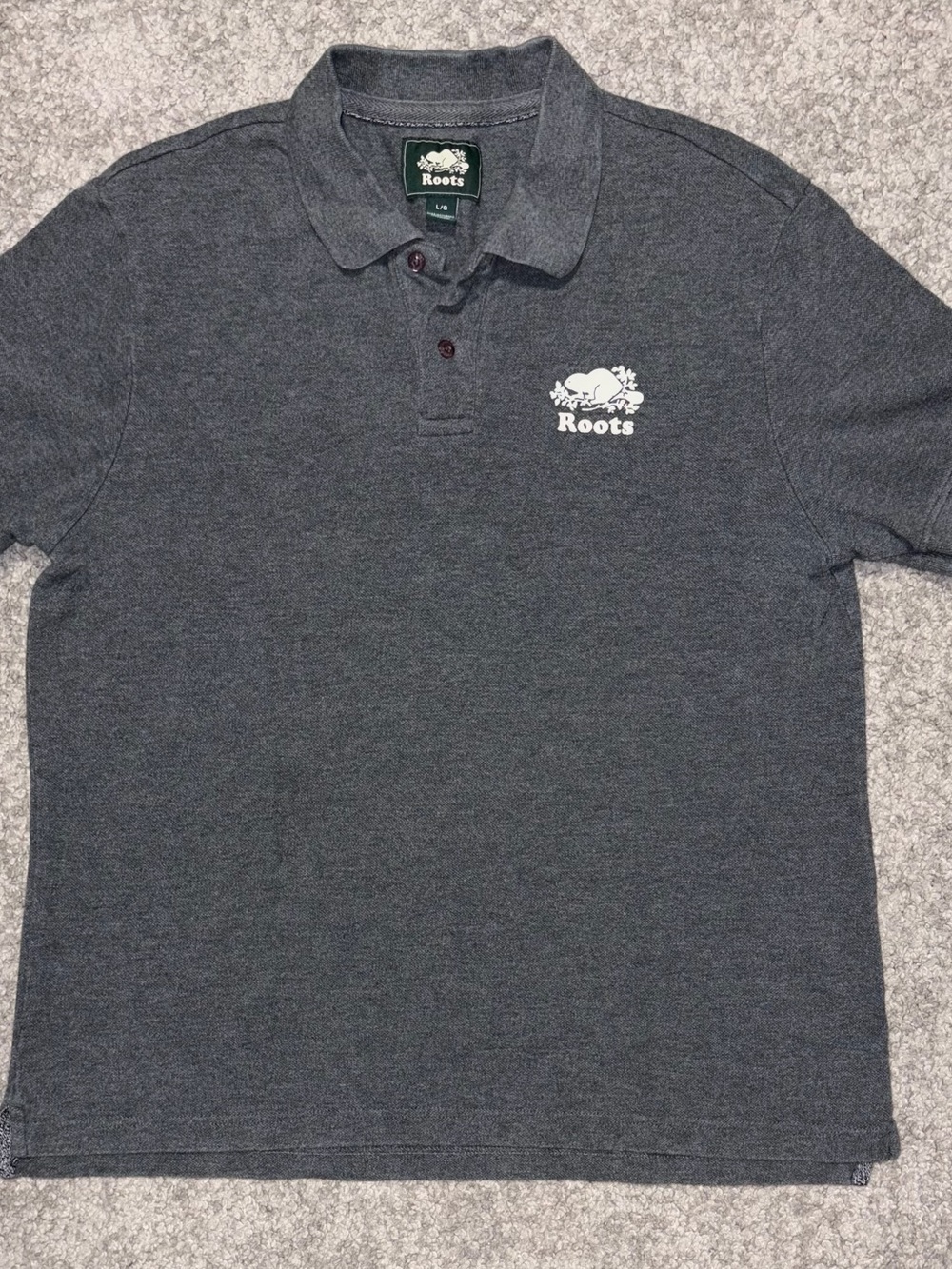 Roots Men's Charcoal Grey Polo with Logo